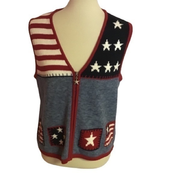 Retro Y2K stars n stripes sweater vest - Picture 1 of 6